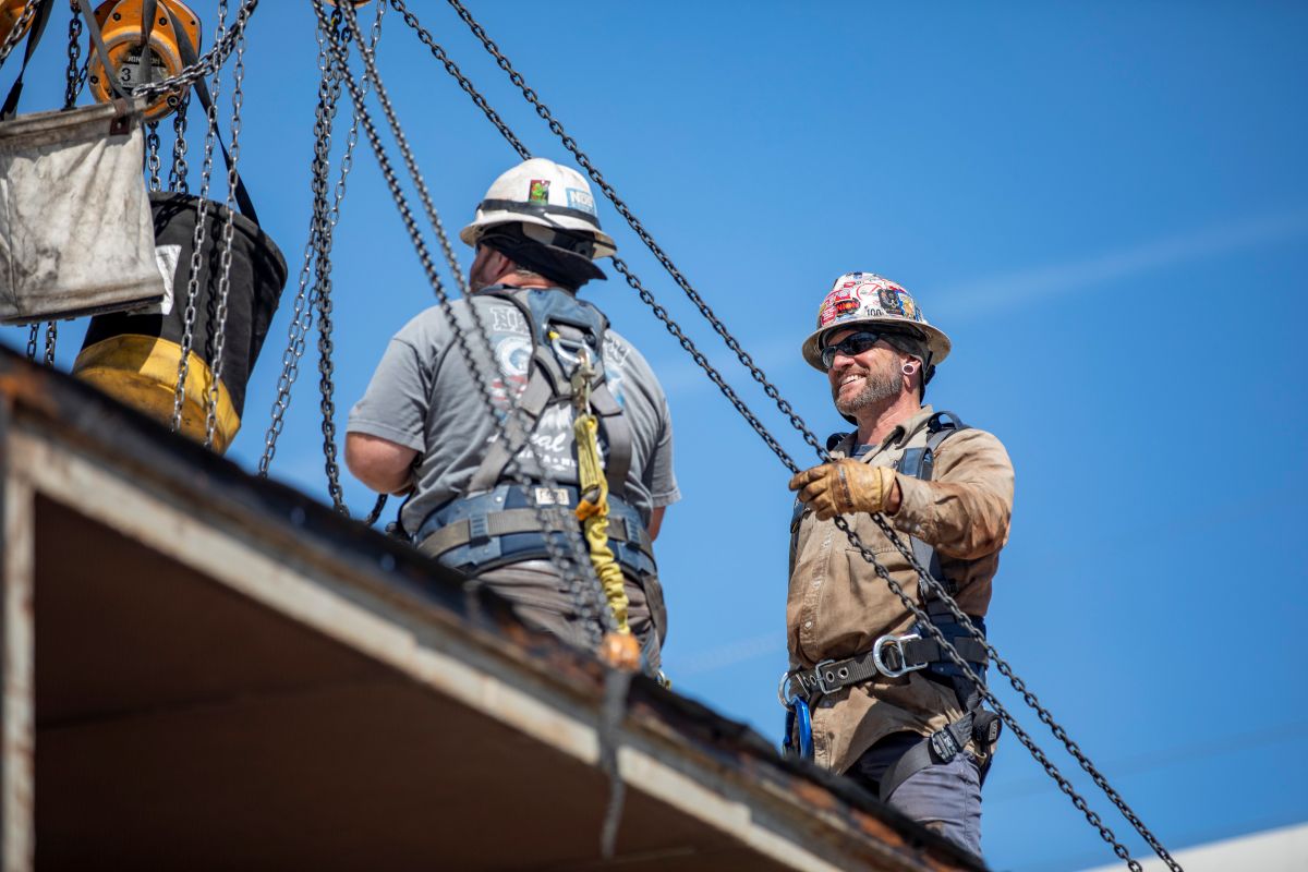 two crane workers